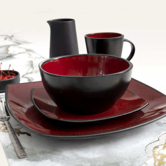 red pottery dinnerware