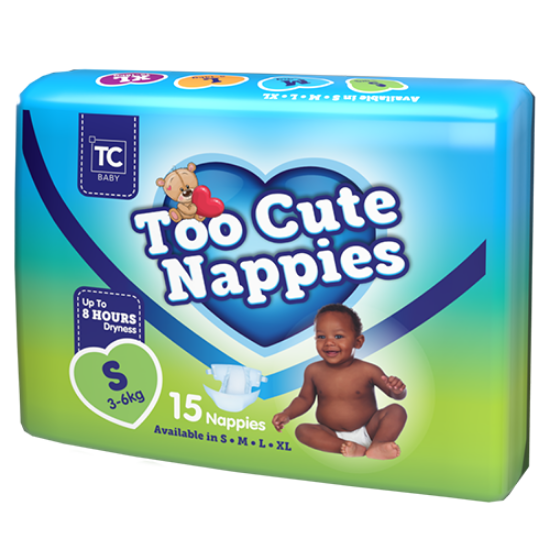 Picture of Too Cute Nappies 15s - Size S (3-6Kg)