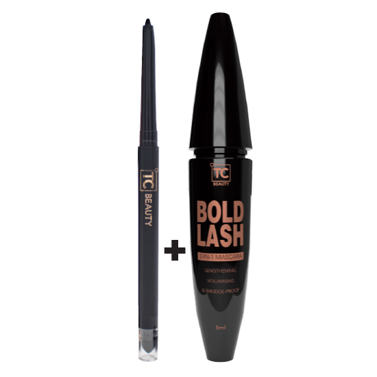 Table Charm Direct. Mascara Black + Black Retractable Eyeliner