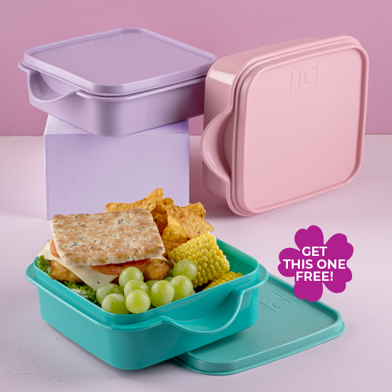 Picture of Pink + Lilac + Green Lunchbox 1.5Lt Free