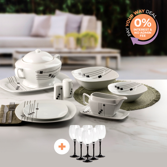 53PC DOMINO DINNERWARE SET|Table Charm Direct
