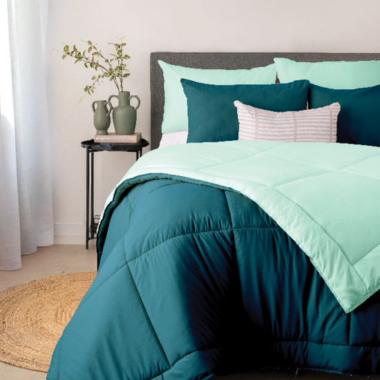 Picture of Teal/Light Teal Comforter 3pc Set- Queen 230x200cm