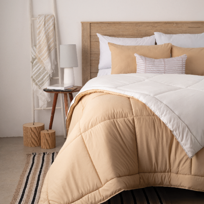 Show details for Beige/White Comforter 3pc Set - Queen 230 x 200cm Picture of Beige/White Comforter 3pc Set - Queen 230 x 200cm