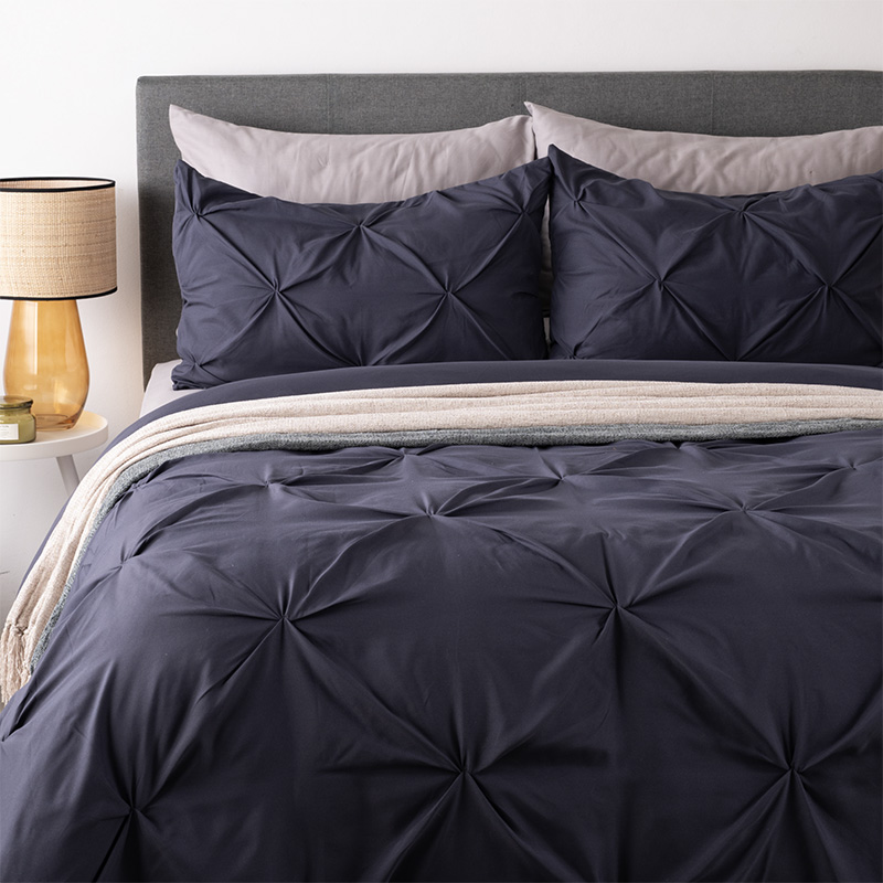 Luxury Pintuck Duvet Cover Set – Soft Microfibre, Pinch Pleated, 3-Piece (Double/King)