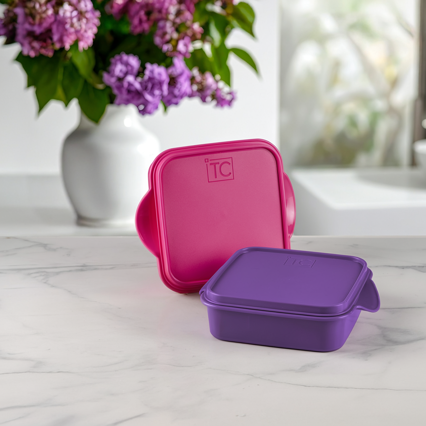 WW106+WW107) Lunch Box 1.5Lt Petunia & Violet|Table Charm Direct