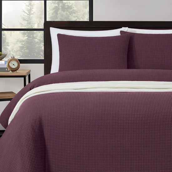 Picture of Waffle Duvet Cover 3pc Grey Plum/Queen -230x200cm