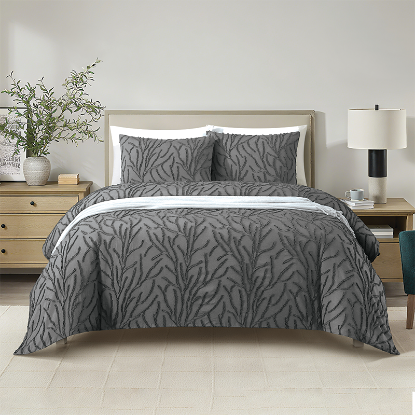 Picture of Asha Duvet Cover 3pc Set Grey/Queen -230x200cm