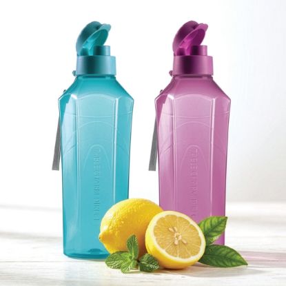 Picture of (PS605+PS625) Hex Water Bottles 1,1Lt-Teal+Cherry